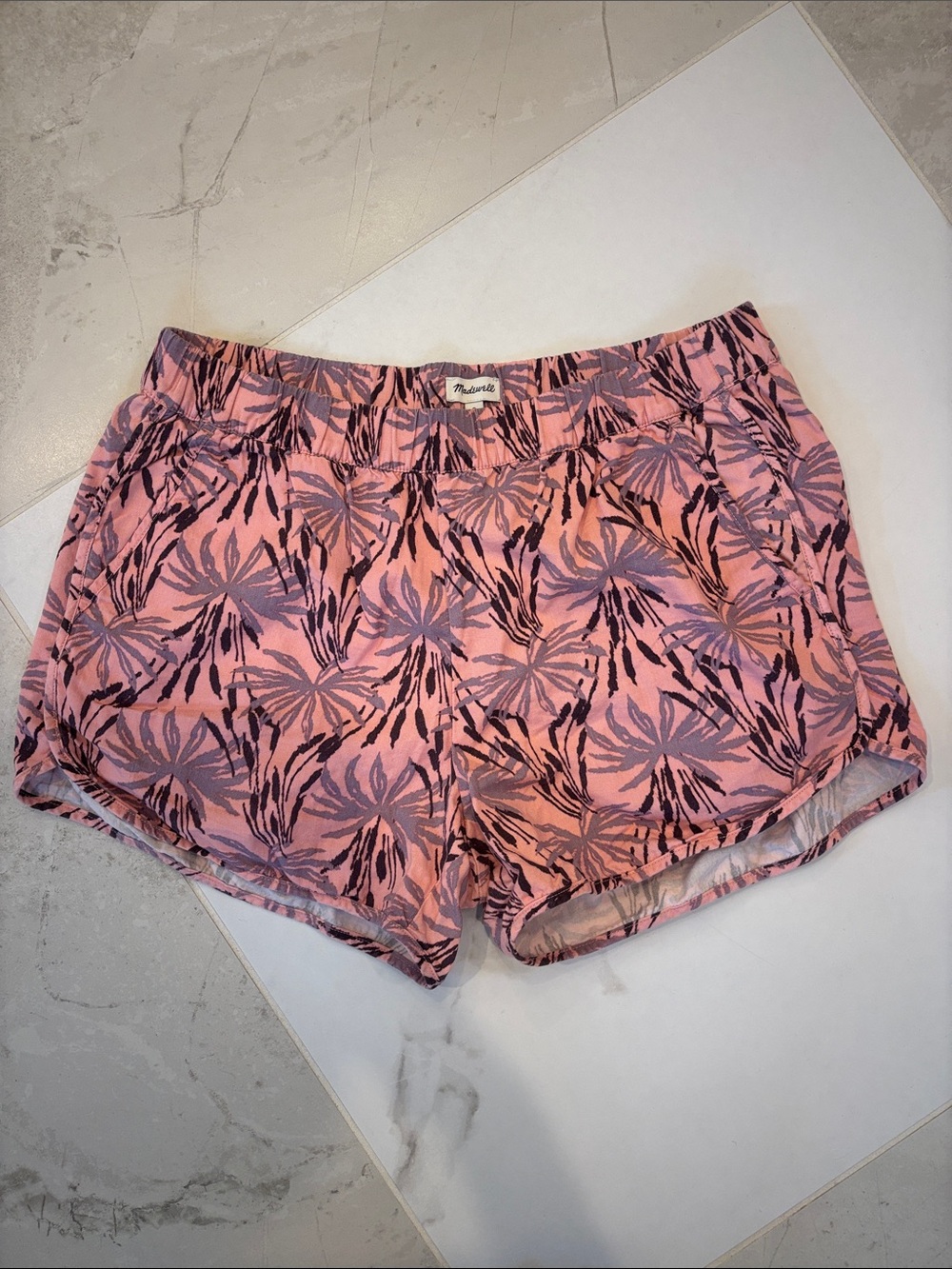 Madewell Pink Floral Athletic Shorts